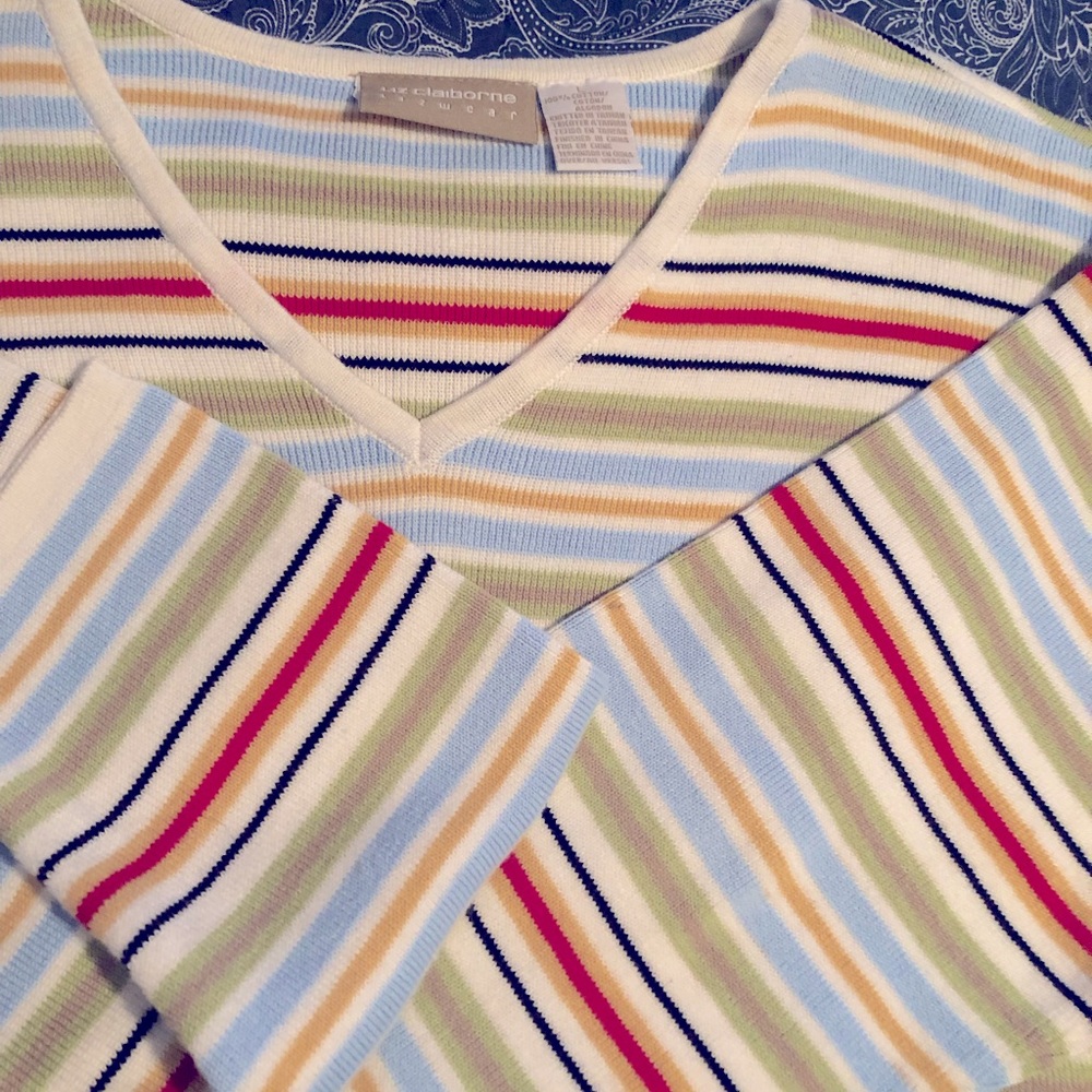 Size large cotton striped lightweight sweater.